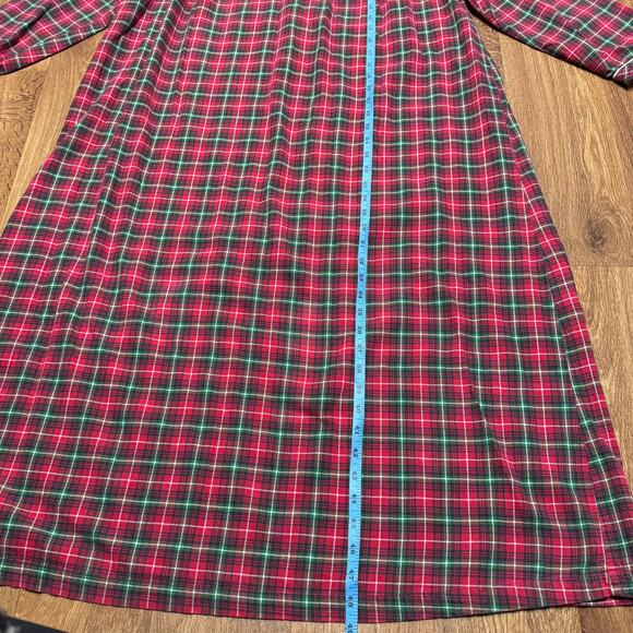 LL Bean Womens Long Flannel Night Dress Gown Red Green White Plaid Size Medium - Picture 8 of 8